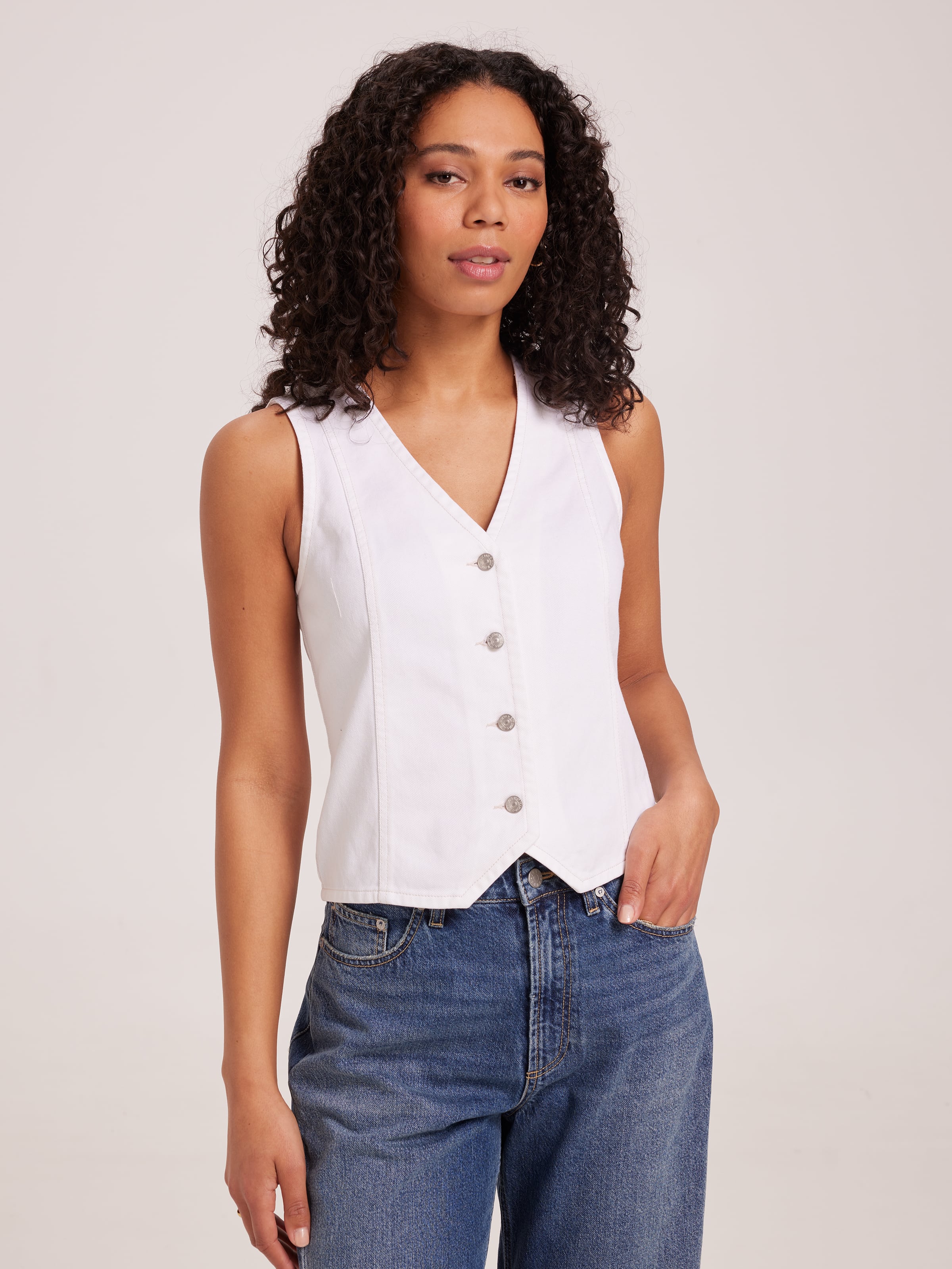 Sadie Denim Vest White - Just Jeans Online