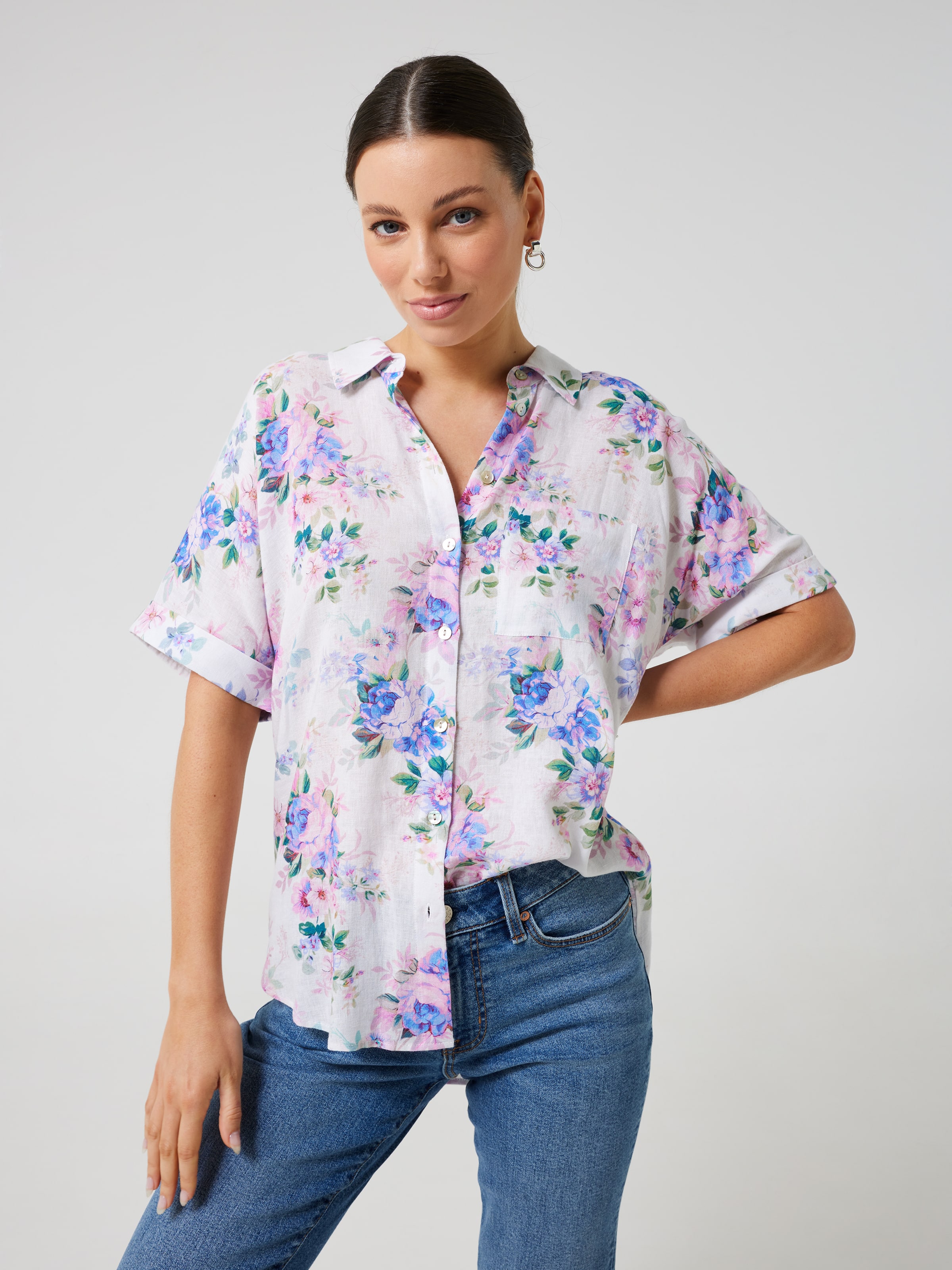 Nala Oversized Linen Blend Shirt - Just Jeans Online