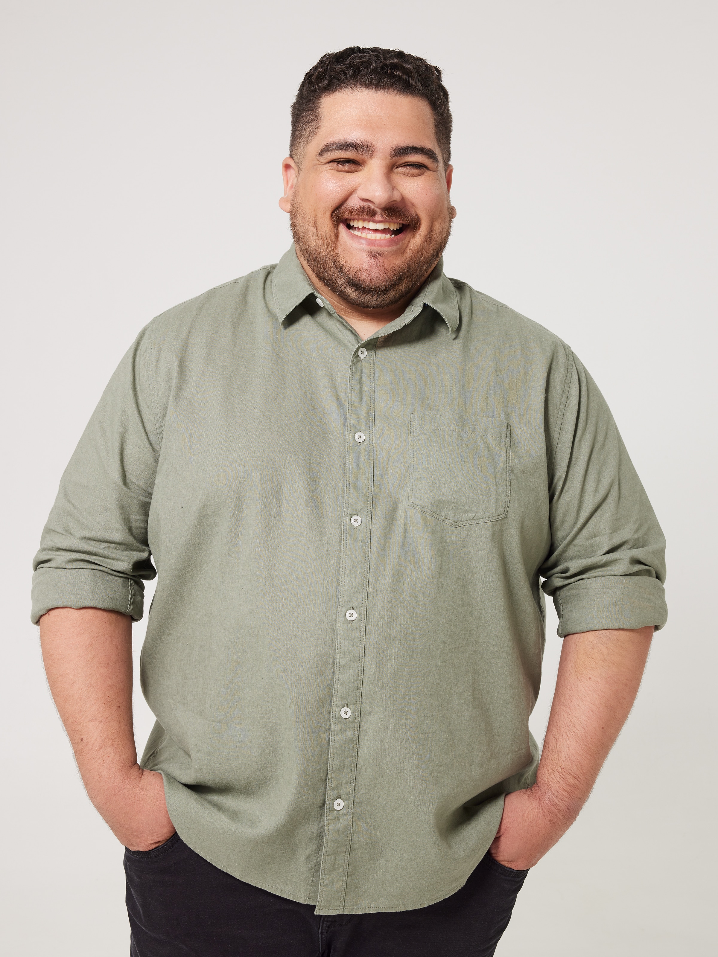 Extended Long Sleeve Linen Blend Plain Shirt Just Jeans Online