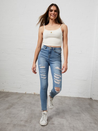 Jessie High Rise Ripped Jean                                                                                                    
